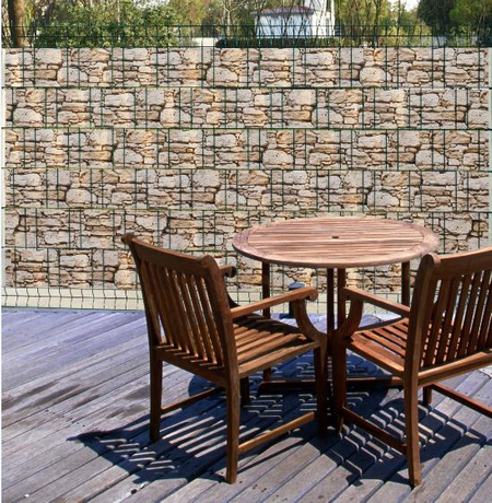 B&acirc;che de protection en PVC couleur imprim&eacute;e, rouleau de lattes de cl&ocirc;ture +25 clips 19cm x 40m,450g/m2 