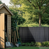 Reinforced double face PVC fence with raised lines on surface