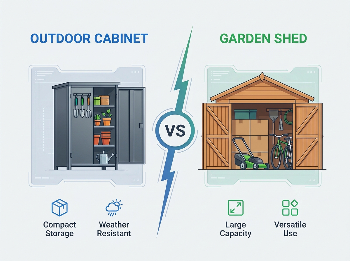 Outdoor Cabinet vs Shed Comparison