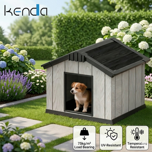 Kenda 15mm PP Resin Small Pet House — Indoor/Outdoor Shelter for Cats & Small Dogs, Wood-Grain Furniture Design
