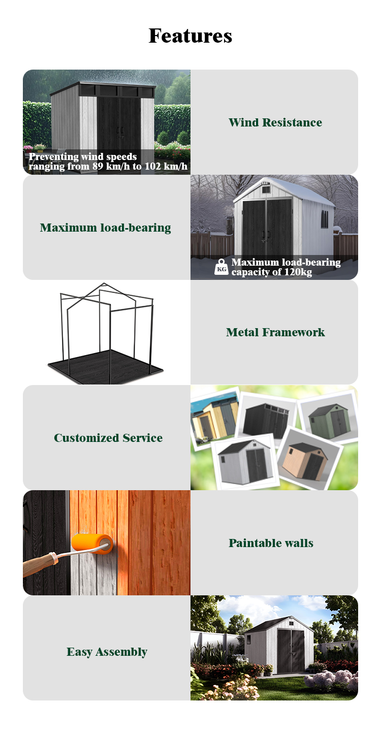 Easily Assembled Plastic APEX SHED